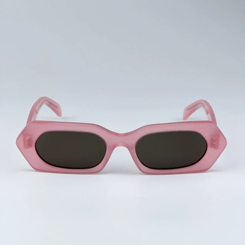 Celine CL40243I 72J BRAND NEW Sunglasses Shiny Opal Pink Brown Rectangle Women